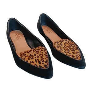 Atwell  Women's Black Suede  Calf-Hair Print Flats  Size 9M